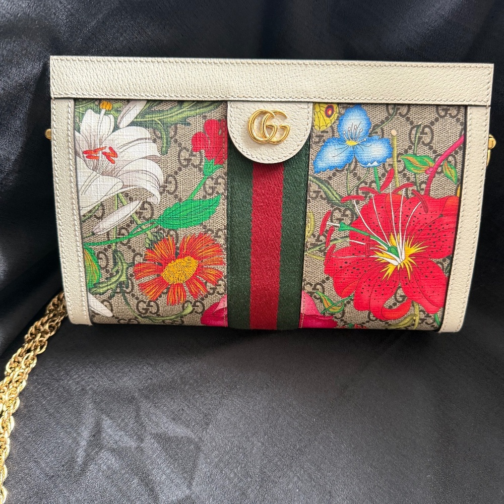 Gucci Multi Color Ophidia Floral Shoulder Bag
